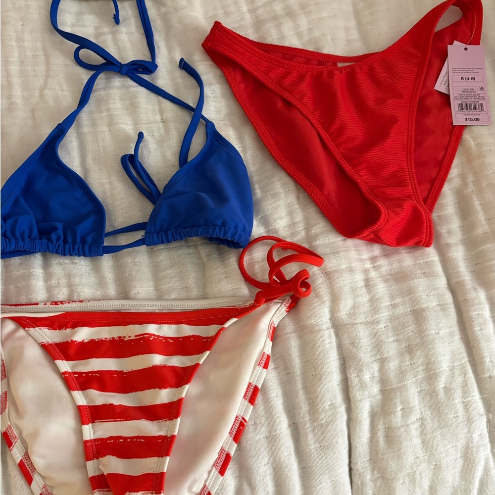 Red and Blue Bikini Set